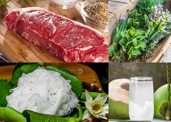 Gathering the ingredients is key to authenticity: fresh rice vermicelli, premium beef cuts including...
