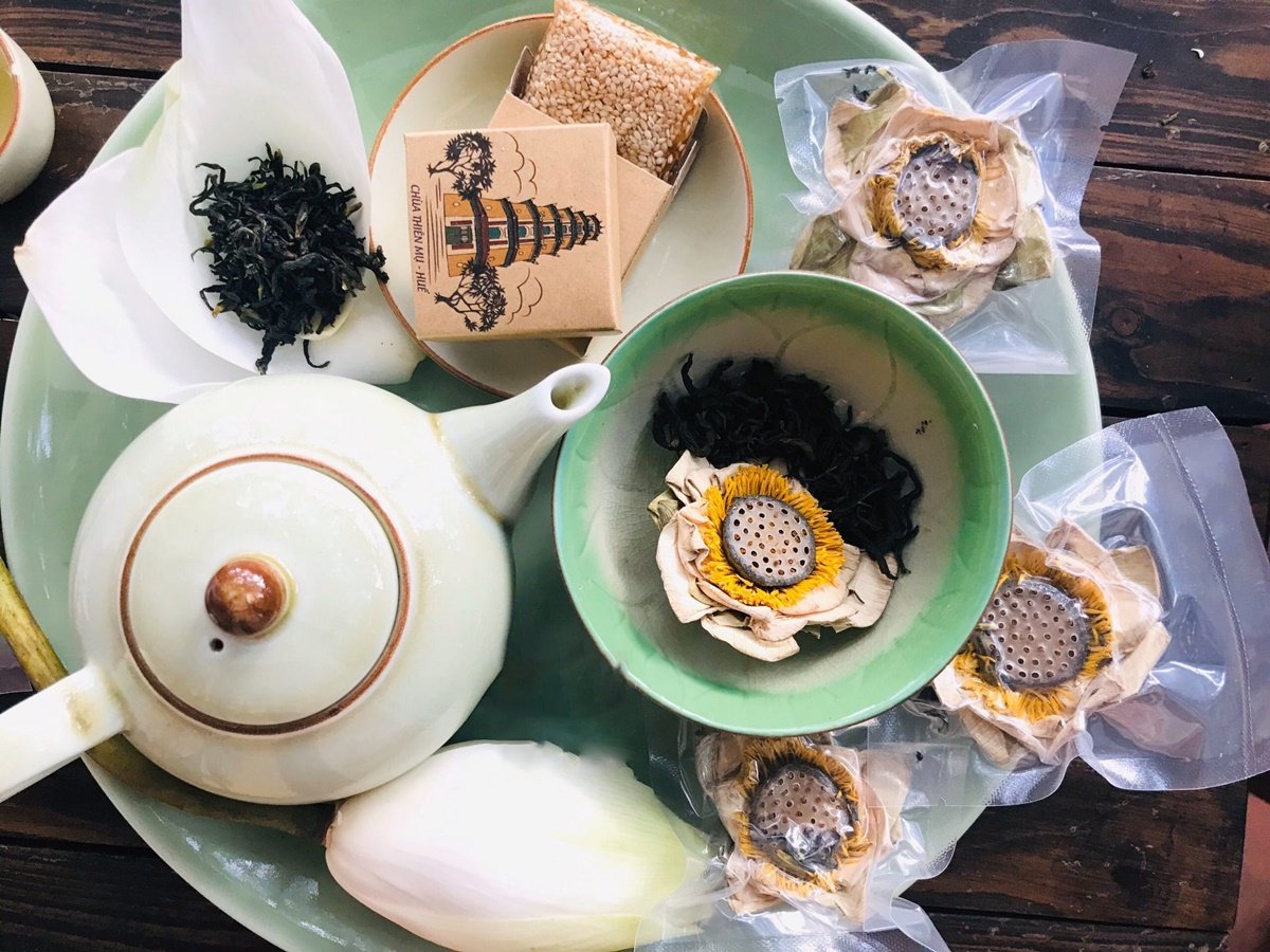 The proper way to enjoy Mè Xửng is slowly, with a steaming cup of lotus tea – the candy’s gentle swe...