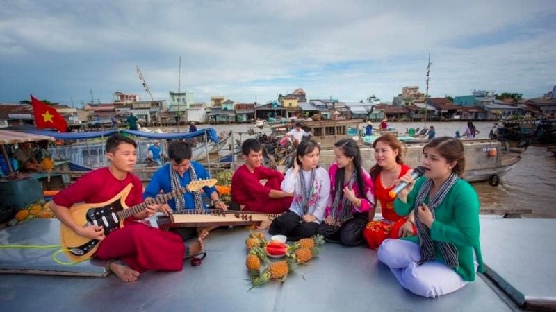 One of the most exquisite and profound experiences at Cai Rang Floating Market is listening to the m...