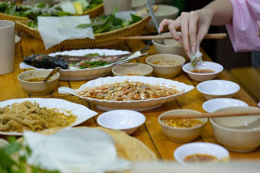 The true soul of the dish lies in the dipping sauce: premium Phú Quốc fish sauce – world-famous for ...