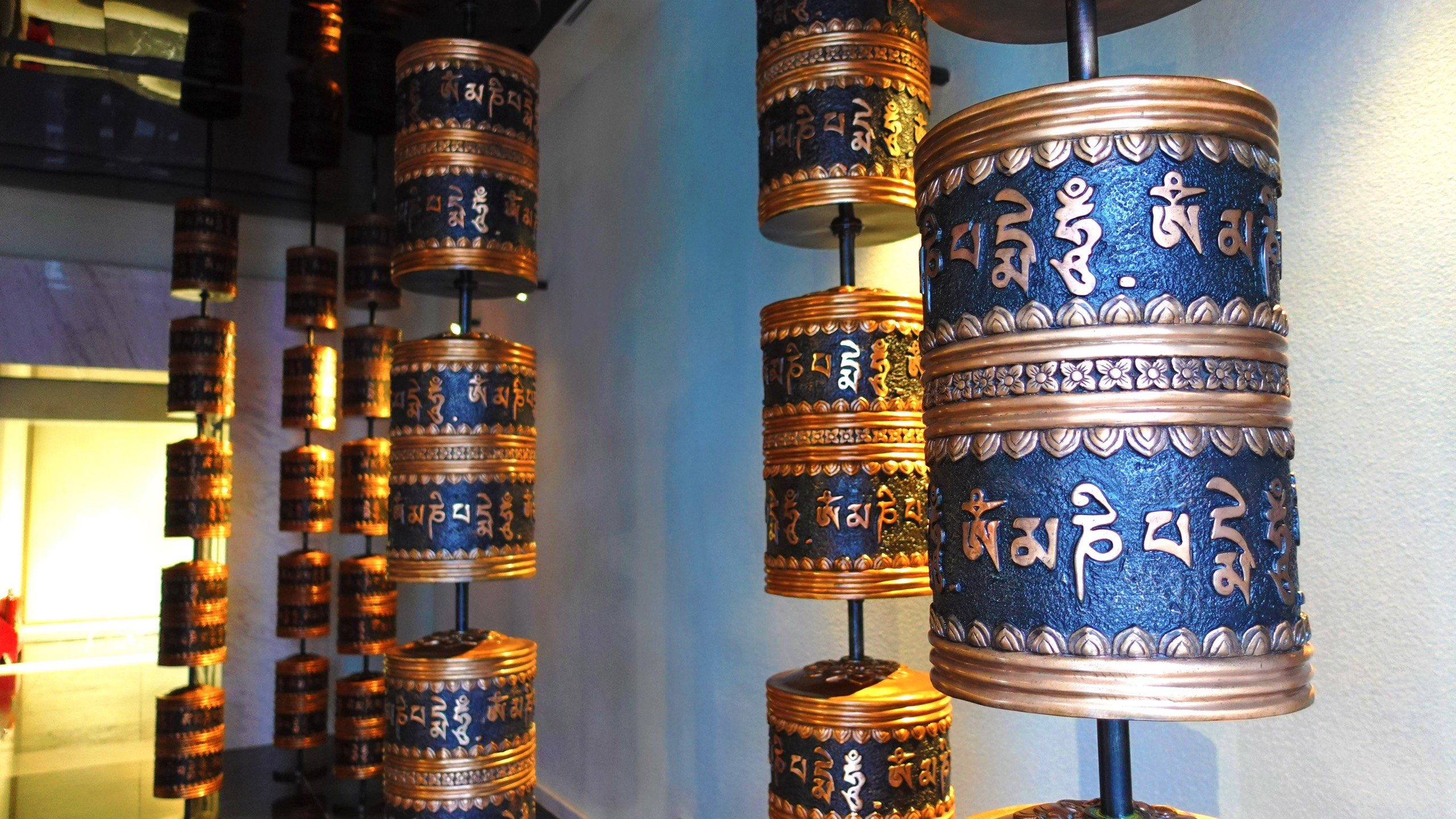 The Prayer Wheel (Trụ Kinh Luân), an important ritual object in Tibetan Buddhism, is also present he...