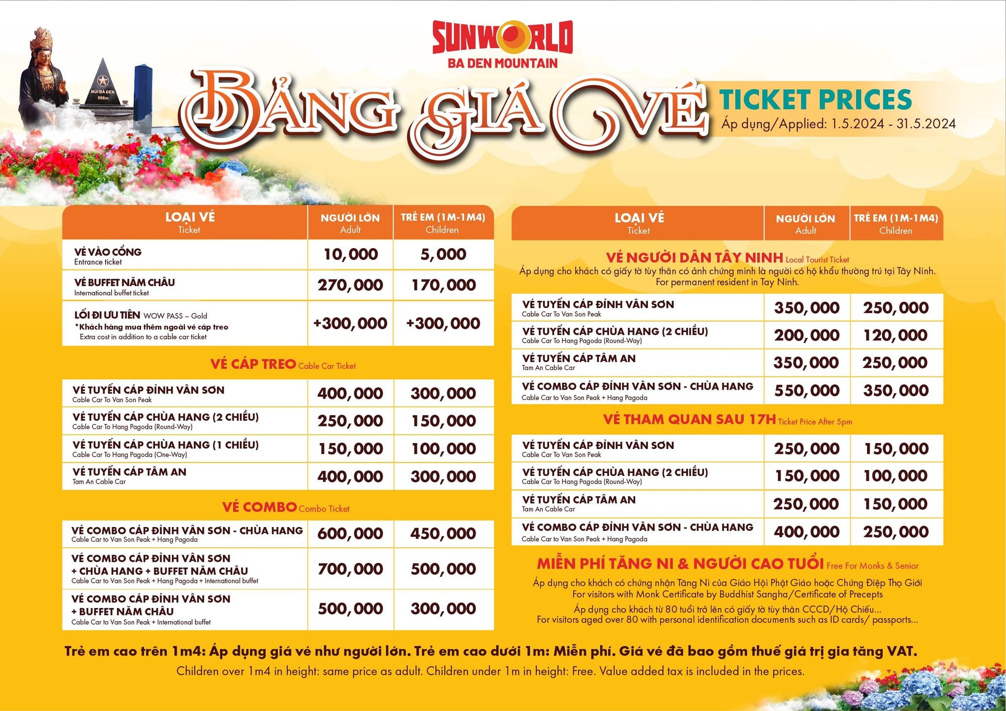 To fully experience Núi Bà Đen, understanding ticket information is essential. Sun World Núi Bà Đen ...