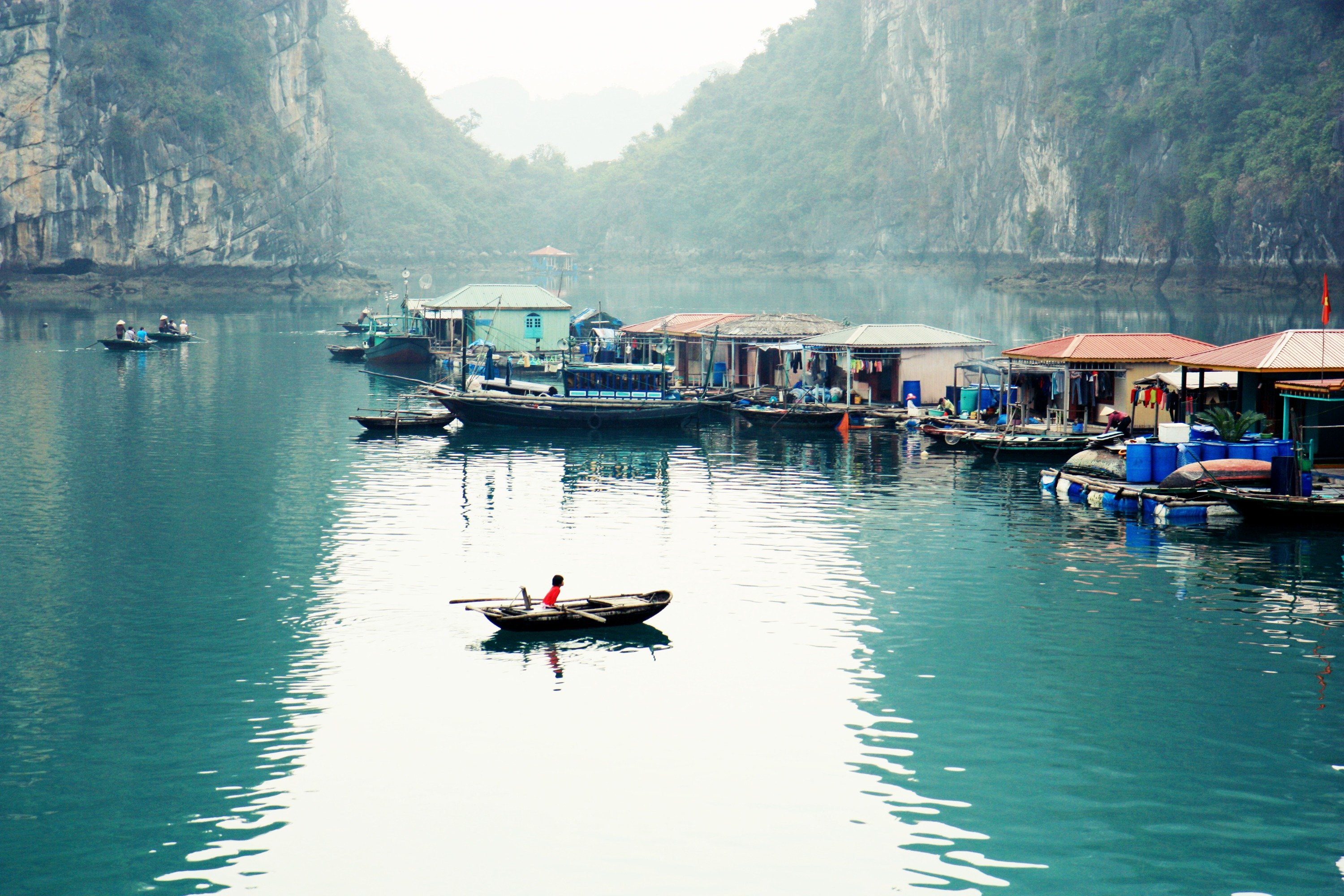 Visiting Cua Van Floating Village allows you to immerse yourself in the simple and unique life of Ha...